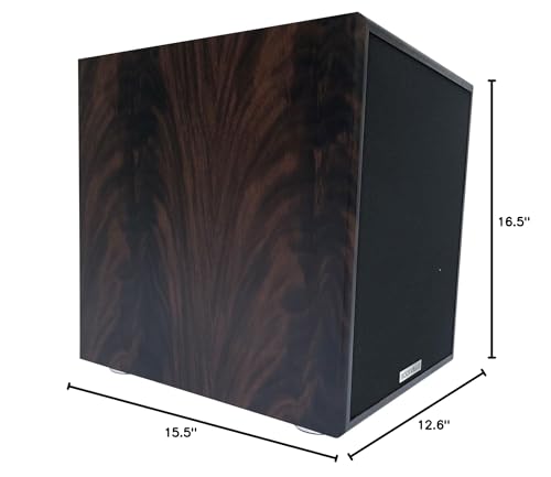 Rockville Rock Shaker 10" Dark Wood Powered Subwoofer Home Theater | 600W Peak, 300W RMS, RCA In/Out, High-Level In/Out, 20Hz-200Hz Response, MDF Enclosure, Class D Amplifier - color: Dark Wood