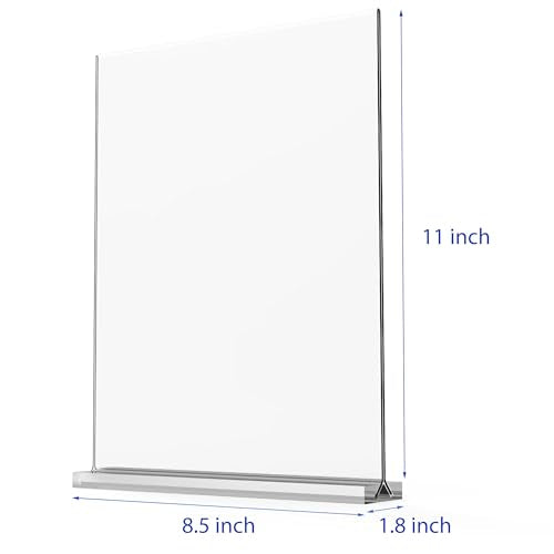 newnewshow Acrylic Sign Holder 8.5x11 Inch 6 Pack Vertical T Shape Double-Sided Desktop Display Holder - size: 6 Pack 8.5*11