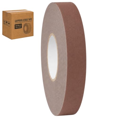 GGR Supplies CGT-80 Gaffers Stage Tape, Brown, 1 in x 60 yd, 48-Pack | 12 Mil Low-Gloss Cloth, Clean Removal from Most Surfaces, Water and Abrasion Resistant, Cable Management, Film, Photography - color: Brown, size: 1 in. (Pack of 48)