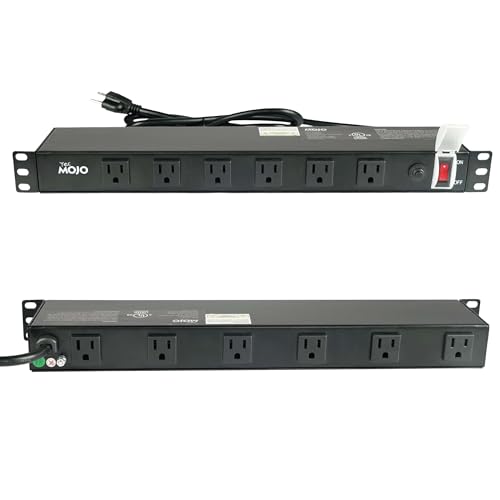 Tecmojo 1U Rackmount Network-Grade PDU, 12 Wide-Spaced Right Angle Outlets, Circuit Breaker 12A (UL Certified 12A) 6ft Cord w/ 5-15P Plug, Black - size: 12 Outlets/12A/Overloading Protection