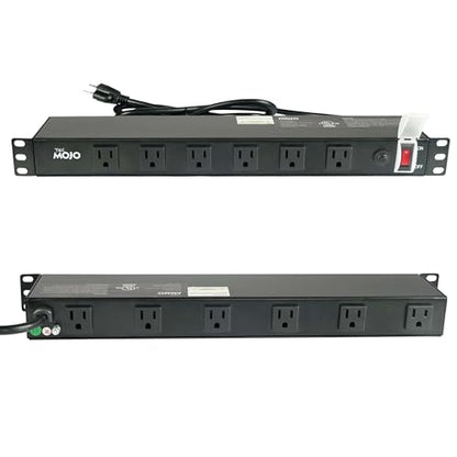 Tecmojo 1U Rackmount Network-Grade PDU, 12 Wide-Spaced Right Angle Outlets, Circuit Breaker 12A (UL Certified 12A) 6ft Cord w/ 5-15P Plug, Black - size: 12 Outlets/12A/Overloading Protection