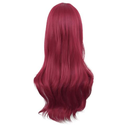 MapofBeauty 28 Inch Long Curly Hair Costume Cosplay Wig, Blood Red | 70 cm Wig, Women, Side Bangs, Fashion - color: Blood Red