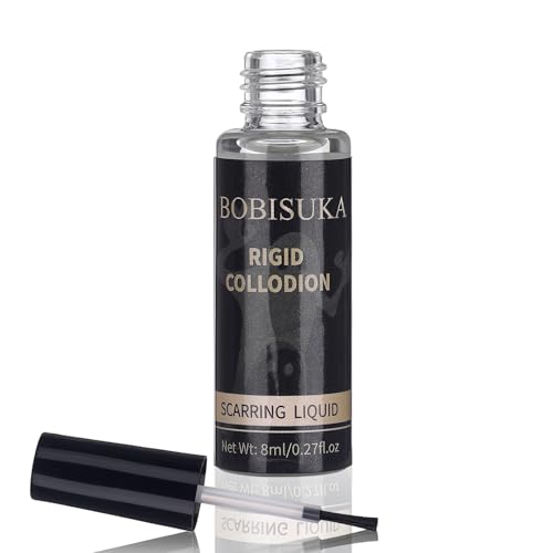 BOBISUKA Rigid Collodion with Brush 8ml for Scar Makeup, Scarring Liquid for Special Effects, Professional Realistic SFX Makeup Kit for Halloween, Cosplay, Costume, Theater, Stage & Film - color: Rigid Collodion, size: 8cm x 3cm x 2.3cm
