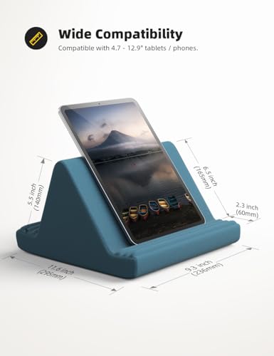 Lamicall Tablet Pillow Stand iPad Bed Soft Holder for Lap 6 Viewing Angles | Soft, Relieve Neck Fatigue, 6 Viewing Angles, Sofa Tablet Dock for 4-13" iPad Pro Air Mini Kindle Galaxy Tab E-Reader Gifts - color: Blackish Green