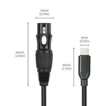 USB-C to 3-Pin XLR Female Cable 6.6FT - USB C 24Bit/96KHz Digital to Analog XLR Female Dual-Shielded Braided Audio Cable Support Phone/Pad to Microphone and Mixers - size: XLR Female, style: 6.6FT