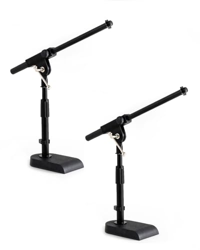 Stage Rocker Adjustable Low-profile Microphone Stand, 2 Pack - Snare/Tom Bottom/Bass (Kick) Drum/Table Top, Adjustable Height, Clip-on cable holder, Powered by Hamilton (SR610111-2PK) - size: 2 Pack