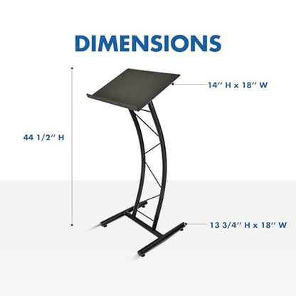Kingdom KML8CB All Metal-Constructed Curved Lectern with “H” Style Base, Stand up Church Pulpit, Slanted Lectern, Conference Podium for Speakers, Speeches, Other Occasions, Powder Coat Finish Black - size: Design 02