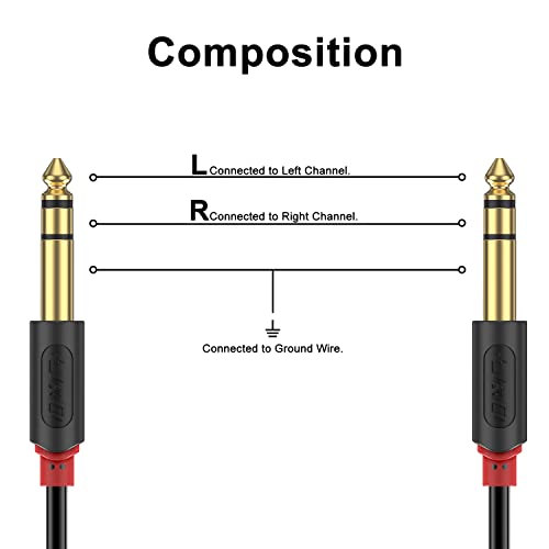 J&D 1/4 inch TRS Cable, Gold Plated Audiowave Series 6.35mm TRS Male to Male Balanced Interconnect Stereo Audio Cable, Quarter inch Guitar Instrument Cord, 3 Feet (Pack of 4) - size: 3 Feet (Pack of 4)