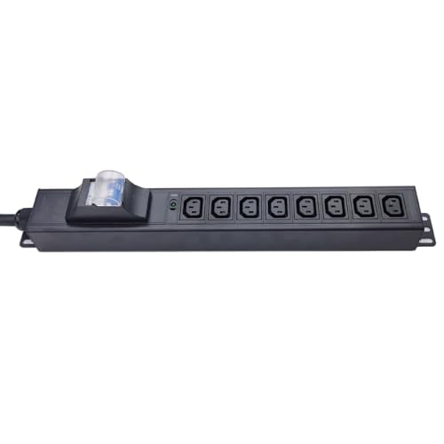 8way C13 C19 30A 120V-240V Metered PDU Current Volts Digital Meter SPD L6-30P amp PDU (OIT-8C13-L6-30P-LED-30A) - color: 8 C13 Breaker Protected