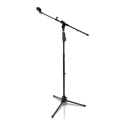 Pyle Universal Tripod Microphone Stand - M-6 Mic Mount Holder Height Adjustable from 37.5” to 63” Inch High and Extending Telescoping Boom Arm w/Lock Mechanism - Lightweight and Durable PMKS38
