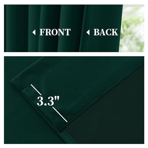 Yakamok Dark Green Room Darkening Velvet Curtains 96 Inch Living Room | Luxury soft velvet, 2 panels 52x96 inch,bedroom study, window drapes rod pocket,light blocking,Thermal Insulated - color: Dark Green, size: 52"W x 96"L (Pack of 2)