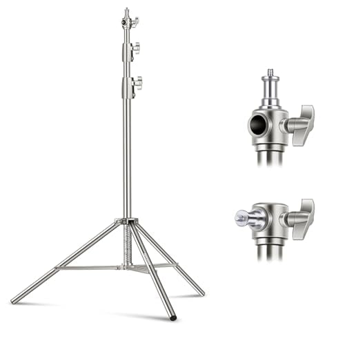NEEWER 9.2ft/2.8m Stainless Steel Light Stand, Spring Cushioned Heavy Duty Photography Tripod Stand with 1/4” to 3/8” Universal Screw Adapter for Strobe,LED Video Light,Ring Light,Monolight, Softbox - style: ST-280SS