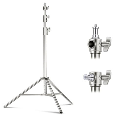 NEEWER 9.2ft/2.8m Stainless Steel Light Stand, Spring Cushioned Heavy Duty Photography Tripod Stand with 1/4” to 3/8” Universal Screw Adapter for Strobe,LED Video Light,Ring Light,Monolight, Softbox - style: ST-280SS
