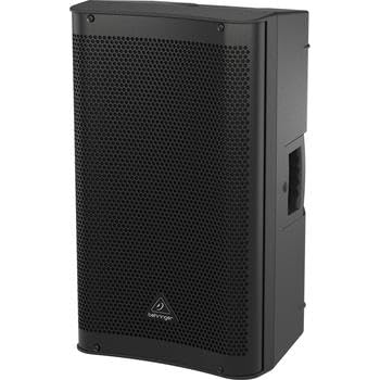 Behringer DR112DSP Active 1200W 12" PA Speaker System with DSP & 2-Ch Mixer, Bundle with Turnstile Audio Speaker Stand, XLR M to F Cable 25'