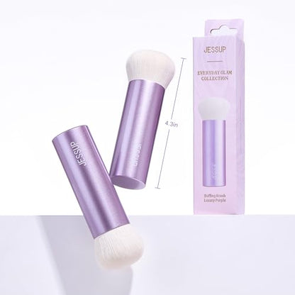 Jessup Large Foundation Brush, Dense Ultra-Soft Kabuki Makeup Brush AS004 | Cruelty-free, High-Density Synthetic Fibers, Liquid, Cream & Powder, Blush & Contour, Seamless Blending, Even Natural Finish - color: AC-Purple