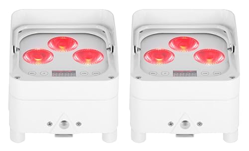 Rockville Wet PAR 50 White DJ Light with 2.4Ghz Wireless DMX, 2-Pack | 24-Hour Rechargeable Battery, RGBWA+UV LEDs, RF Remote, IP64 Waterproof, 3/4/6/10-Channel Modes