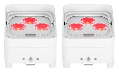 Rockville Wet PAR 50 White DJ Light with 2.4Ghz Wireless DMX, 2-Pack | 24-Hour Rechargeable Battery, RGBWA+UV LEDs, RF Remote, IP64 Waterproof, 3/4/6/10-Channel Modes