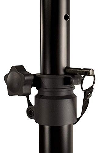 VOYZ Aluminum Tripod Stand for Speaker - Made with Heavy Duty Durable Lightweight Metal - Adjustable Height 38" to 74" - Safety PIN and Screw Locks - 150 lbs Capacity - Metal Brace (VZ-636)