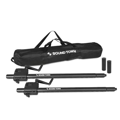 Sound Town 2-Pack Crank-Up Adjustable Height Speaker Subwoofer Poles (34"-57") with 35mm & M20 Mount Adapters, Carry Bag, 100 LB Load Capacity, Black (STSDA-56CU-PAIR) - size: Crank-up Adjust(M20/35mm Adapters, Carry Bag)