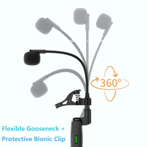 Wireless Saxophone Microphone System, High-Resolution 24- bit/44.1kHz Audio 2.4GHz Clip on Instrument Microphone Suitable for Brass (Trumpet, Trombone, Tuba, Cornet ), Low Latency Wireless Mic