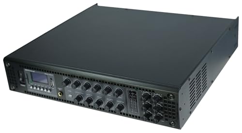 Rockville RCS2-320-6 320W 6-Zone Stereo/Mono Commercial 70V Amplifier, Bluetooth, USB/SD, Optical Input, Perfect for Restaurants, Schools, Offices, and Multi-Room Audio | 100V/70V/8 Ohm/4 Ohm, Rack Mount, USB/SD, 3 Mic Inputs, Optical Input, Chime, Zone V