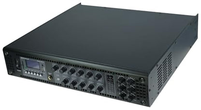 Rockville RCS2-320-6 320W 6-Zone Stereo/Mono Commercial 70V Amplifier, Bluetooth, USB/SD, Optical Input, Perfect for Restaurants, Schools, Offices, and Multi-Room Audio | 100V/70V/8 Ohm/4 Ohm, Rack Mount, USB/SD, 3 Mic Inputs, Optical Input, Chime, Zone V