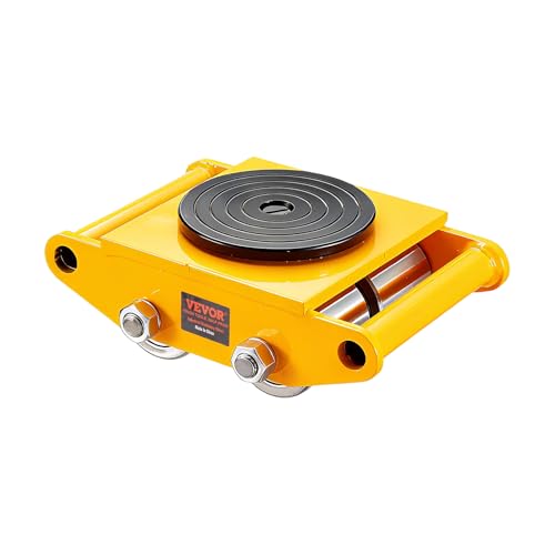 VEVOR 4-Piece Machinery Skate Dolly, 26,455 Lbs, 12T Industrial Machinery Mover, Heavy Duty Carbon Steel, 360° Rotation, Non-Slip Cap, Yellow - size: 4 Packs-Steel Wheels