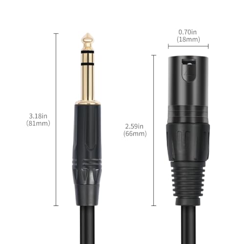 2 Pack XLR Male to 1/4" TRS Stereo Adapter ,10ft Balanced for Microphones - color: XLR Male to 6.35, size: 10 ft - 2 Pack