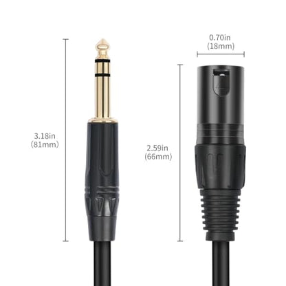 2 Pack XLR Male to 1/4" TRS Stereo Adapter ,10ft Balanced for Microphones - color: XLR Male to 6.35, size: 10 ft - 2 Pack
