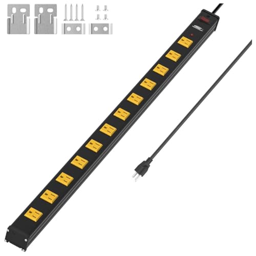CRST 12-Outlet Long Power Strip, Heavy Duty Metal Power Strip, ETL Listed - style: 12 Outlet-6FT