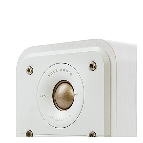 Polk Signature Elite ES15 Surround Sound Speakers - Hi-Res Audio Certified, Dolby Atmos & DTS Compatible, 1" Tweeter & 4" Woofer, Power Port Technology for Bass (Pair, Elegant White) | Hi-Res Audio Certified, Dolby Atmos & DTS:X Compatible, 1" Tweeter & 5