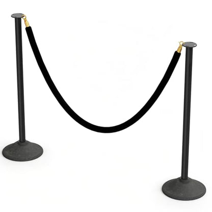 RoadHero Stanchions Post with Black Velvet Ropes, Weighted Base, 34", 2 PCS - color: Black