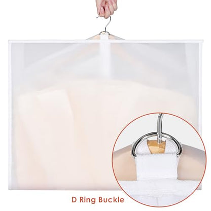 Univivi Garment Bags for Dance Costumes, 40" Foldable Dance Costume Garment Bag with 3 Zipper Pockets and 3" Gusset, Dance Dress Bags for Hanging Clothes (5 Pack, White) - color: 3" Gusset White