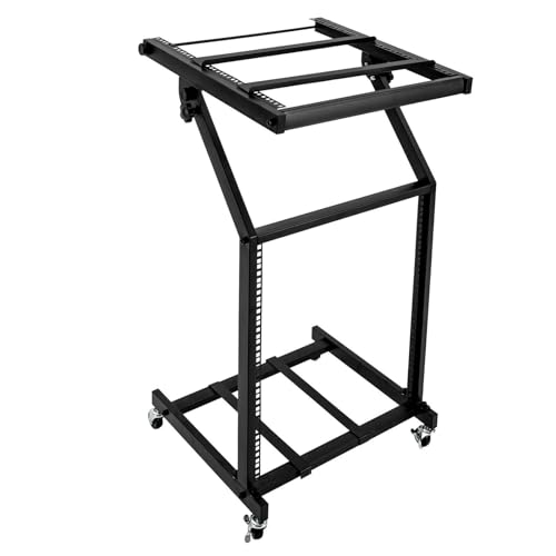 12U DJ Mixer Stand Rack Mount Rolling Stand Adjustable Stage Cart - size: 12U with Crossbar