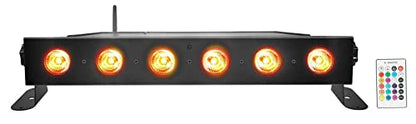 Rockville Best Strip 60 Black Rechargeable Wash Light Bar, Wireless DMX | RGBWA+UV, 6x6W LEDs, Wireless Remote, Up to 22-Hour Battery, Sound Activated, 6500 Lux, 8800mAh, Flicker Free, LCD Display - color: Black
