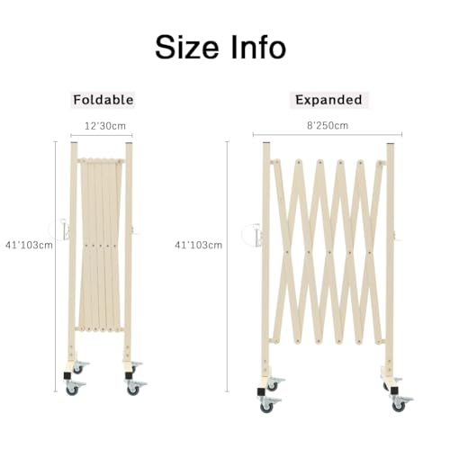 TRUNK Industrial Expandable Metal Barricade, 8 Feet, Milkyellow, Portable Safety Barrier with Casters, Flexible Fence Mobile Barrier Gate, Adjustable Traffic Fence for School,Shopping mall - size: 8 FT Milkyellow-41 in(L-H)