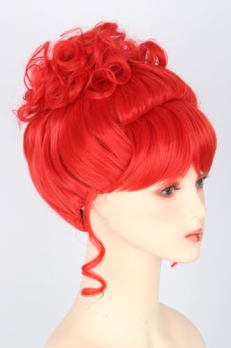 Red Short Curly Bun Wig for Women Cosplay Miss Argentina Wigs for Girls Halloween Costume Wig - color: Red