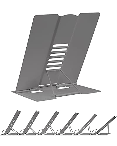 Large Book Stand for Desk Reading Hands Free, MSDADA Adjustable Book Holder - color: Grey