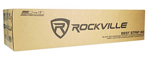 Rockville Best Strip 60 Black Rechargeable Wash Light Bar, Wireless DMX | RGBWA+UV, 6x6W LEDs, Wireless Remote, Up to 22-Hour Battery, Sound Activated, 6500 Lux, 8800mAh, Flicker Free, LCD Display - color: Black