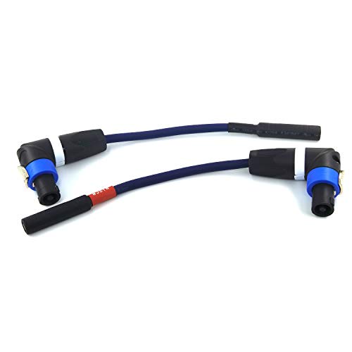 WJSTN 1/4 Inch TS Female to Right-Angle Speakon Speaker Cable, 6.35mm Mono to Right-Angle Twist Lock Speakon Audio Cord, 2 Pack 6IN