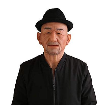 silicone Mask Face Full Head Realistic Old Man Mask Halloween Masks Cosplay Party - color: Dark Brown