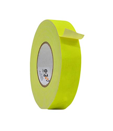 WOD GTC12 Gaffer Tape, Fluorescent Yellow Low Gloss Finish Film, 1.5 in. x 60 ft. (Pack of 32) Residue Free, Non Reflective Cloth Fabric, Secure Cords, Water Resistant, Photography, Filming Backdrop - color: Fluorescent Yellow, size: 1.5 in. - Pack of 32