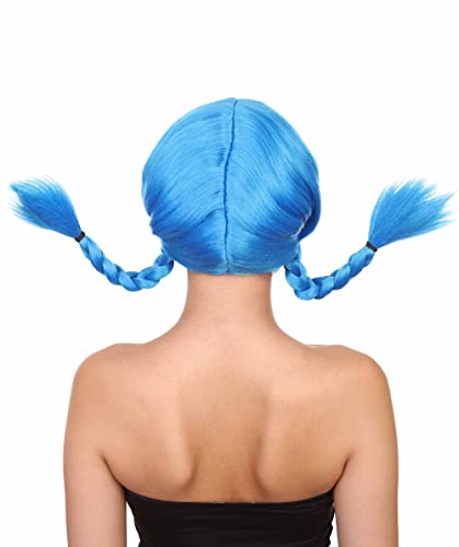 HPO Bavarian Double Braided Wig, Breathable Capless Cap, Premium Handcrafted Wig, Designed for comfort fit, flame retardent synthetic fiber (Blue) - color: Blue