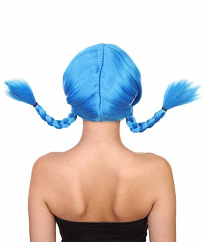 HPO Bavarian Double Braided Wig, Breathable Capless Cap, Premium Handcrafted Wig, Designed for comfort fit, flame retardent synthetic fiber (Blue) - color: Blue