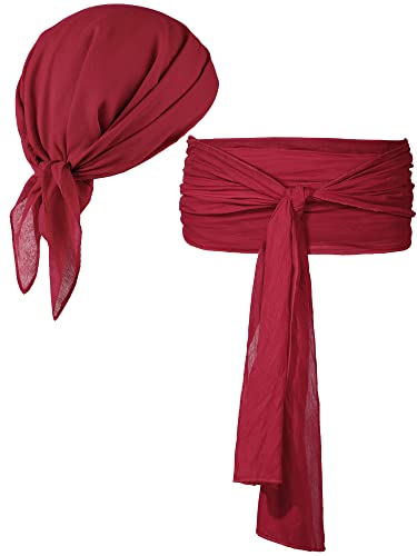 Bencailor 2 Pcs Pirate Costume Accessories Women - color: Wine Red, size: Medium