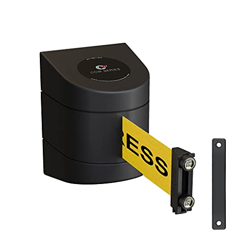 Crowd Control Warehouse Magnetic Wall Mount Retractable Belt Barrier, 30 Ft | Cleaning in Progress Yellow Belt with Black Letters, CCW Series WMB-230, Black ABS Case, Braking System for Slow Retraction - color: CLEANING IN PROGRESS, size: 30 foot belt