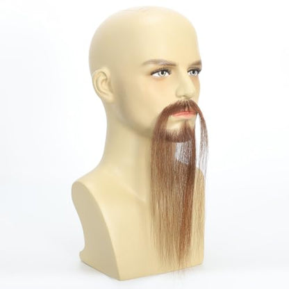 Hand-Tied Human Hair Fake Beard and Mustache for Costumes and Theater | Hand-knotted human hair on lightweight lace creates natural-looking facial hair for costumes, cosplay, theater and film - color: Style 5--brown
