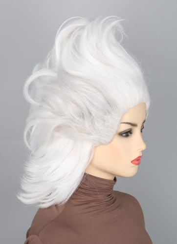 Topcosplay Women or Girl Sea Witch Wig Short White Ghost Wig Cosplay Halloween Costume Wigs - color: White