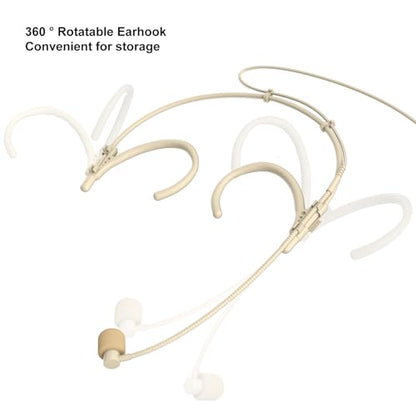 Microphone Headset Discreet Headworn Earset Over Ear Hanging Mic Compatible with Sennheiser Wireless System Bodypack Transmitter for Performance Theater Lecture Podcasts, 3.5mm Female Screw Plug - size: 3.5mm Female Screw Plug for Sennheiser Only