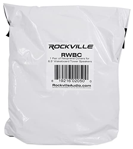 Rockville RWBC Neoprene Covers for 6.5" Marine Wakeboard Tower Speaker Pair | Water and Moisture Protection, Heavy-Duty Stitching, Strong Zipper, Snug Fit, Fits 7"-7.7" Diameter, 8.5"-9.5" Height Pods